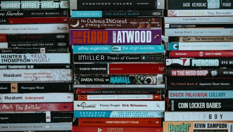 Stacks of books for science fiction reading articles
