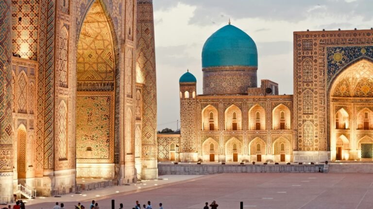 Historic architecture in Samarkand, a major center of Sogdian trade